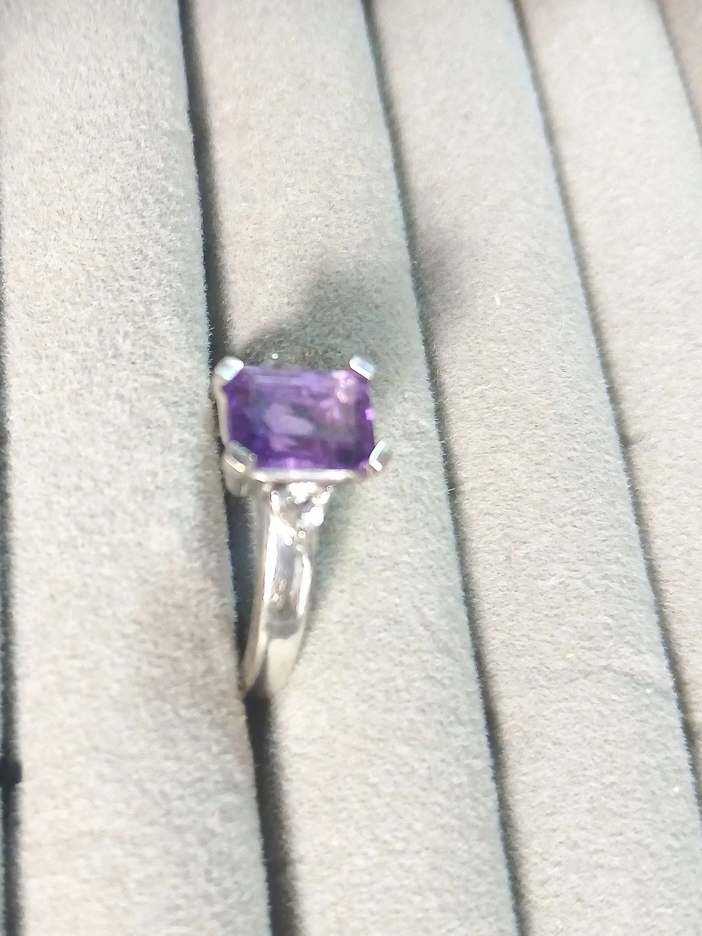 Sterling Silver Purple Amethyst Ring with Accent Stones